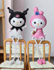 My Melody Kuromi  Ayakları Sallanan 2'li Biblo Seti Dekoratif Ürün Ofis Yeni Yıl Doğum Günü Hediyesi