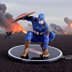 Marvel Avengers Yenilmezler Captain America Özel Stantlı Oyuncak Figür Karakter Masaüstü Biblo Seti