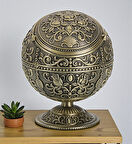 Lüks Gül Motifli Metal Top Rüzgar Geçirmez Küllük Tütsülük Çok Fonksiyonlu Dekoratif Obje Biblo 12cm