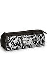 Coral High Kids Siyah Beyaz Geometrik Desenli Üç Bölmeli Kalem Çantası 11182