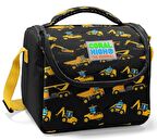 Coral High Siyah Sarı İş Makinesi Baskılı Okul Beslenme Çantası