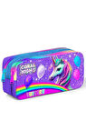 Coral High Kids Mor Pembe Simli Unicorn Desenli İki Bölmeli Kalem Çantası 12073