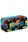 Coral High Kids Siyah Mavi Gamer Desenli İki Bölmeli Kalem Çantası 12092
