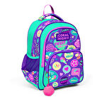 Coral High Kids SU Yeşili Mor Desenli Üç Bölmeli Okul Sırt Çantası 14413