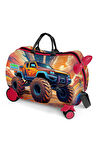 Coral High Kids Turuncu High Wheels Truck Desenli Otur-Çek Çocuk Valizi 16365
