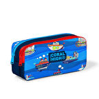 Coral High Kids Lacivert Mavi Gemi Desenli İki Bölmeli Kalem Çantası 22162