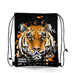 Coral High Kids Siyah Kaplan Desenli İpli Büzgülü Sırt Çantası 22487