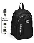 Coral High Sport Beş Gözlü Siyah Okul ve Günlük Sırt Çantası - Laptop+Tablet Bölmeli
