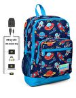 Coral High Kids Dört Gözlü Erkek Çocuk İlkokul Çantası - Uzay Macerası Desenli - USB+AUX Soketli