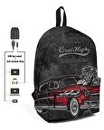 Coral High Siyah Araba Desenli Sırt Çantası - Okul, Günlük ve Seyahat