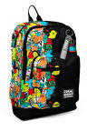 Coral High Kids Siyah Karikatür Desenli Dört Bölmeli Okul Sırt Çantası 23774