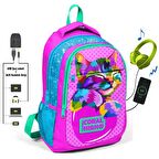 Coral High Kids Minik Kedi İlk ve Ortaokul Sırt Çantası - USB ve AUX Çıkışlı