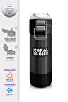 Coral High Kids Koyu Gri Siyah Desenli Pipetli ve Direkt İçim Çelik Termos 500 ml 31824