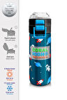 Coral High Kids Çivit Kırmızı Uzay Desenli Pipetli ve Direkt İçim Çelik Termos 500 ml 31908