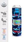 Coral High Kids Lacivert Kırmızı Köpek Balığı Desenli Pipetli ve Direkt İçim Çelik Termos 500 ml 31930