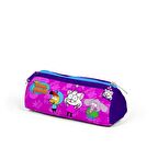 Fuşya Rengi Kral Şakir Desenli Üç Bölmeli Kız Çocuk Kalemkutu