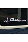 Audi Q3 Yan Cam Sticker Oto Kapı  20 Cm X 7 Cm Holo-Chroma