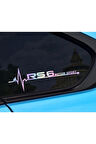 Audi Rs6 Yan Cam Sticker Oto Kapı  20 Cm X 7 Cm Holo-Chroma