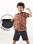 Erkek Çocuk 3'li Takım Polo Yaka T-shirt Şort Kemer Takım