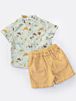 Erkek Bebek Bayramlık Gömlek Müslin Şort Takım