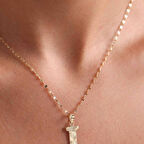 14 Ayar Altın L Harf Füzyon Kolye