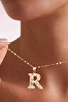 14 Ayar Altın R Harf Füzyon Kolye