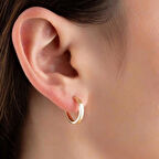 14 Ayar Altın Düz Halka Gizli Kilit Küpe Tekli 1.5 cm