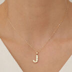 14 Ayar Altın J Harf Küçük Füzyon Kolye