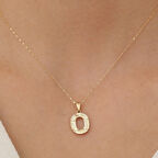 14 Ayar Altın O Harf Küçük Füzyon Kolye