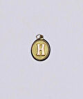 14 Ayar Altın H Harf Oval Kolye Ucu