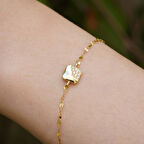 14 Ayar Altın Kare Aşk Aynalı Bileklik