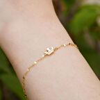 14 Ayar Altın Taşlı Taç Aynalı Zincir Bileklik