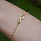 14 Ayar Altın Sonsuzluk Aynalı Zincir Bileklik