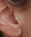 14 Ayar Altın Taşlı Ay Yıldız Tragus Piercing