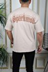 SPARKMOD Krem Stil Baskılı Oversize Stil T-Shirt