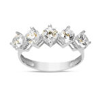 14 Ayar Beştaş Beyaz Altın Yüzük