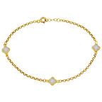 Sedef Taşlı Yonca Bileklik 14 Ayar Altın