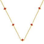Kırmızı Yoncalı 14 Ayar Doc Zincirli Kolye