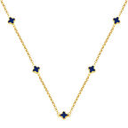 Lacivert Yoncalı 14 Ayar Zincirli Altın Kolye