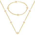 Pembe Yoncalı 14 Ayar Kolye Bileklikli Altın Set