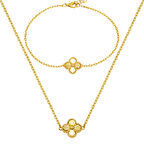 14 Ayar Altın Yonca Kolye Bileklik Set