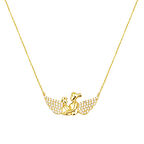 Melek Kanatlı Anne Çocuk Kolyesi Altın