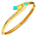 Neva Renkli Mineli 14 Ayar Kelepçe Bilezik