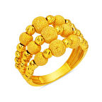 Üç Sıra Kumlu Dorika Altın Yüzük