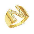 N Harfi Altın Yüzük