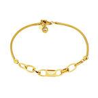 Halkalı Kalze Zincirli 14 Ayar Altın Bileklik