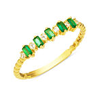 Yeşil Baget Altın Yüzük 14 Ayar