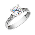 Beyaz 14 Ayar Altın Tektaş Yüzük