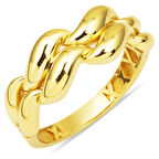 Kıvrımlı Tasarım 14 Ayar Altın Yüzük