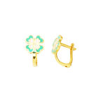 Su Yeşili Yonca Çocuk Küpesi 14 Ayar